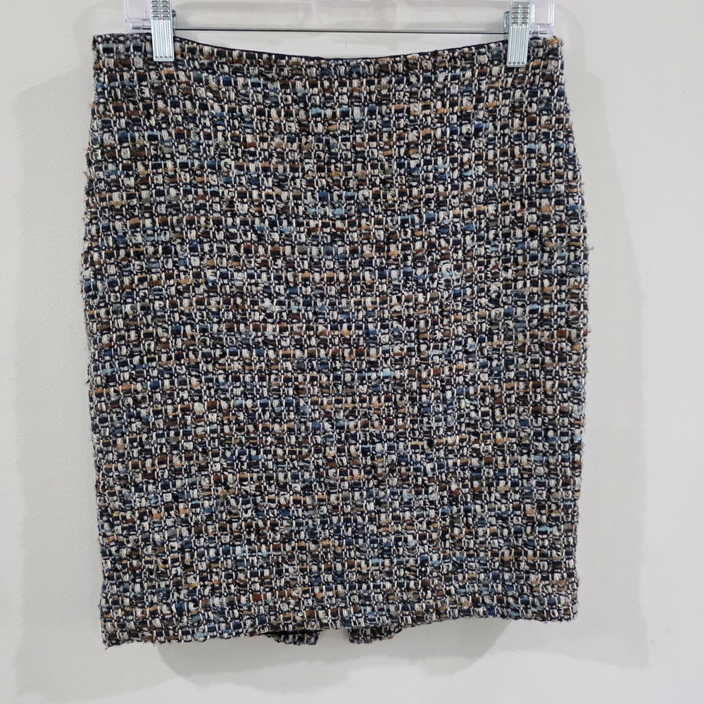 Talbots Womens Skirt Size Petite 4 Blue Tweed Wool Blend Pencil Professional